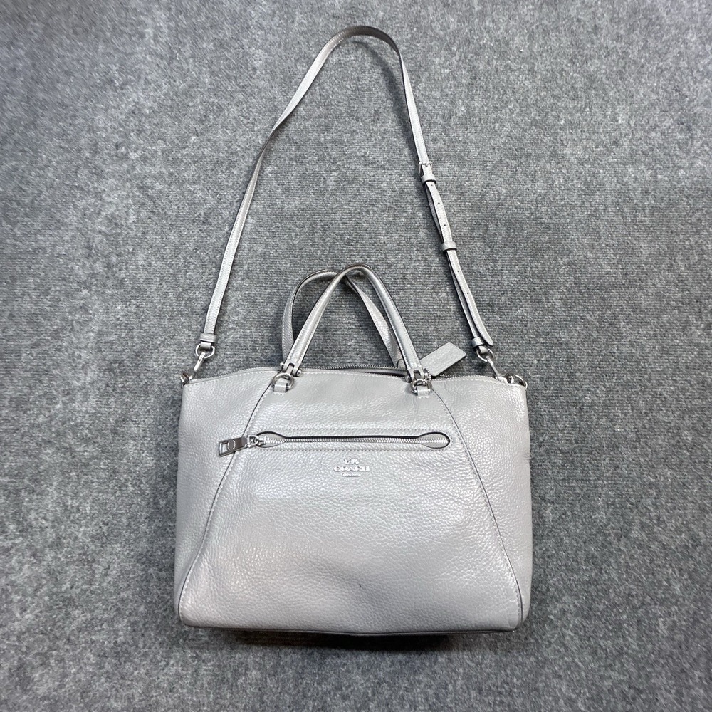 Coach Prairie Light Gray Pebbled Leather Handbag Satchel Purse B2154-79997